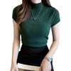Semi-turtleneck short-sleeved knitted sweater women's spring and autumn sweet bottoming shirt slim-fitting short vest top outside