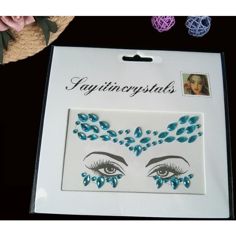 Glitter Crystal Face Stickers For Party Festival, Mermaid/Mixed Style, Random Colors & Shapes