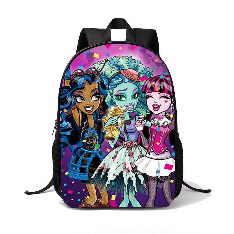 Plecak Szkolny Dla Dziewcząt Chłopców Z Lekkiego Materiału Nylonowego I Nadrukiem Monster High Do Użytku Szkolnego