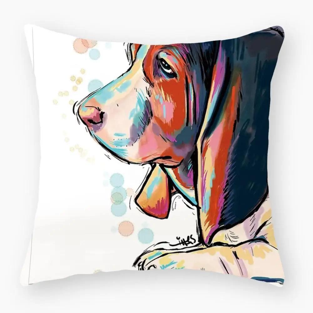 Sofa Pillowcase Bedroom Decoration Cushion Cover Cute Dog Yorkie Pug Pillow Car