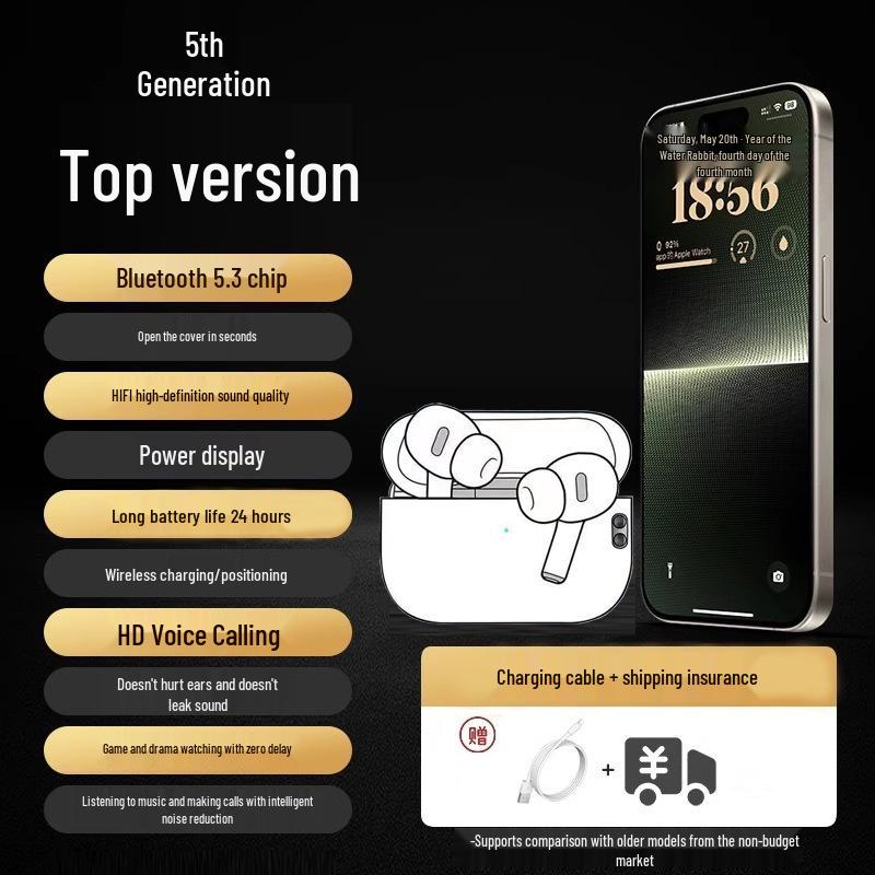 "Pro4 Fifth Gen True Wireless Bluetooth Headset: 24-Year Edition with Noise Reduction, Comfortable Fit, Long Battery Life, and High Power"