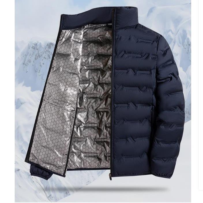 Graphene Self-heating Down Jacket Men Solid Windproof Pleated Down Jackets Stand Collar Classical Warm Winter Jackets Male