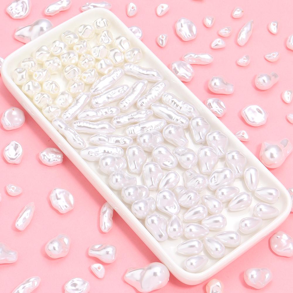 20pcs White ABS Imitation Pearl Beads Irregular Baroque Imitation Pearls Loose Spacer Beads For Jewelry Making DIY Accessories