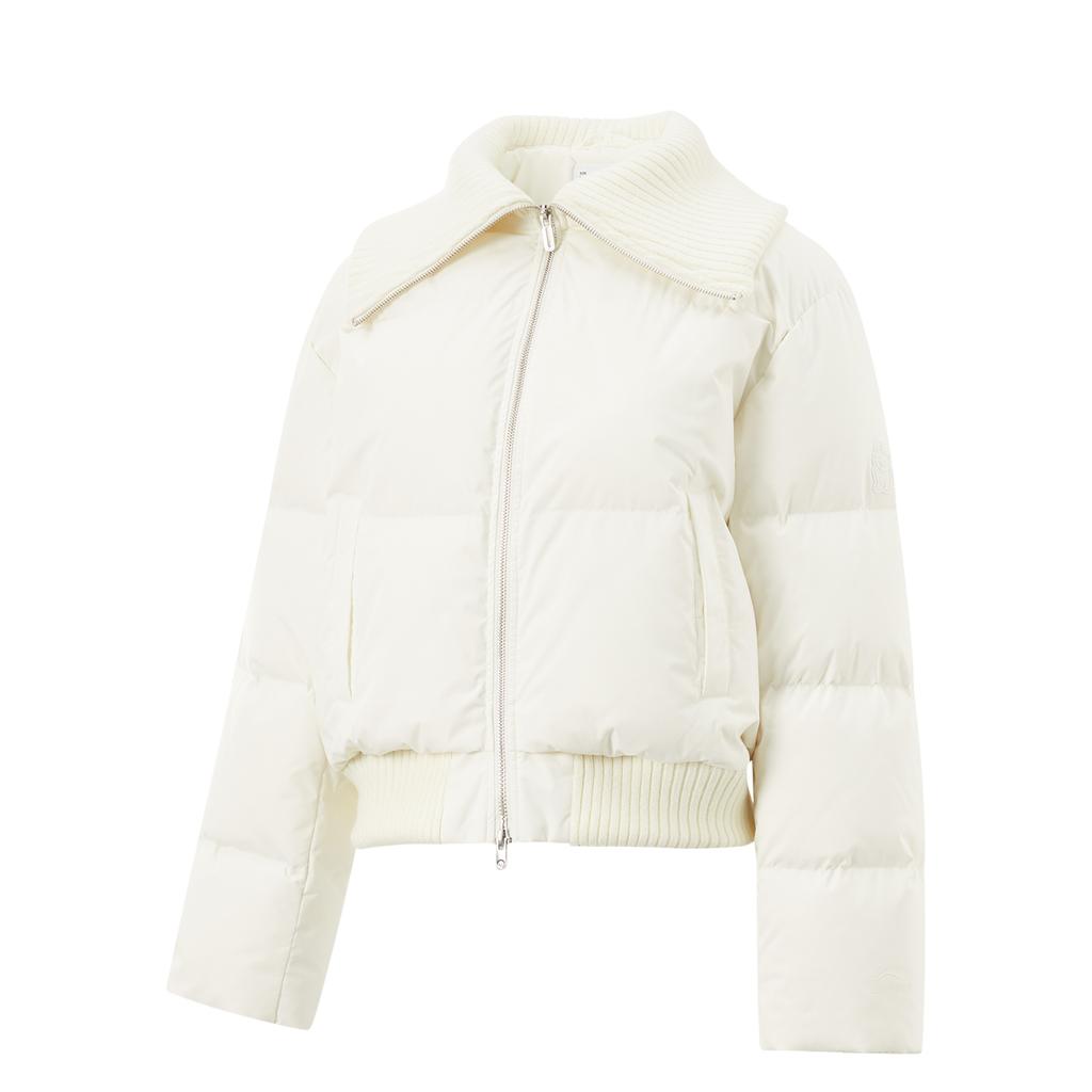Li Ning Hot Pot Down Jacket Series Water-Resistant Solid Color Comfortable Loose Warm Short Winter Down Jacket Women Outerwear Off-White AYMU252-1