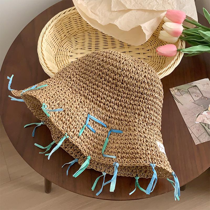 

Соломенная шляпа от солнца в корейском стиле для весны и лета: Сладкий, Повседневный, Дышащий и Защищающий от УФ-лучей для Пляжа и Отпуска M (56-58 cm)