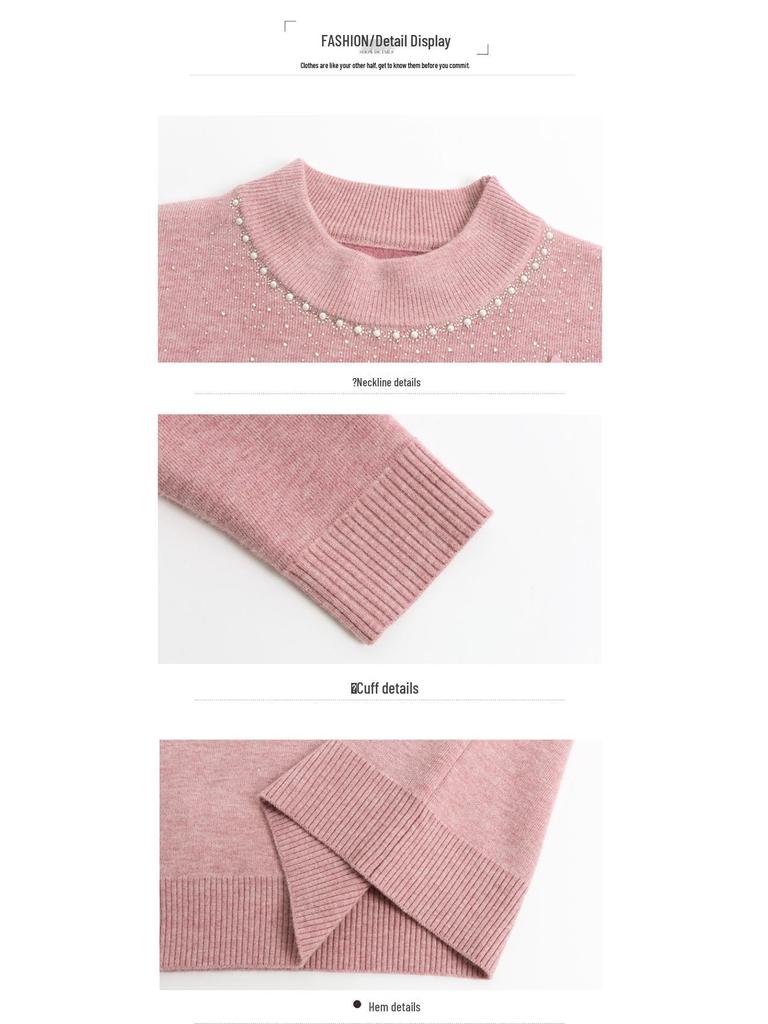 Middle-aged Women's Plus Velvet Knit Sweater: Warm, Loose Fit Base Layer