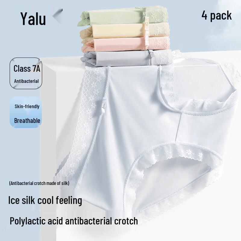 Yalu Women's Ice Silk Seamless Antibacterial Briefs (4-Pack)
