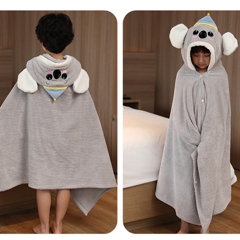 

2025 Children s Wearable Corn Kernel Shawl: Soft, Absorbent Coral Fleece Bath Towel with Straps Medium