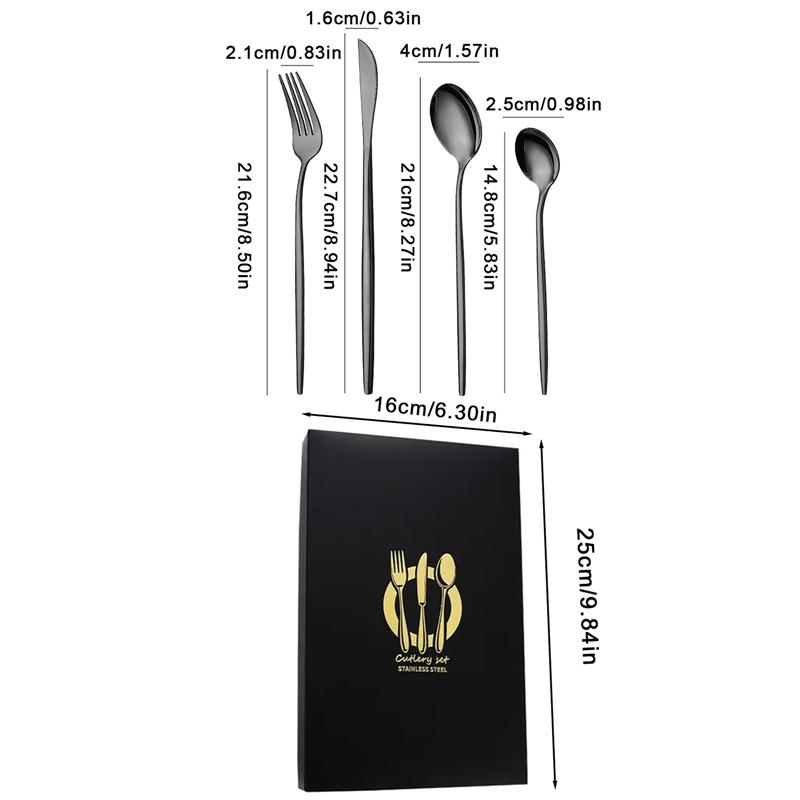 4Pcs Golden Cutlery Set Stainless Steel Knife Fork Spoon Tableware Flatware Set Festival Kitchen Dinnerware Gift