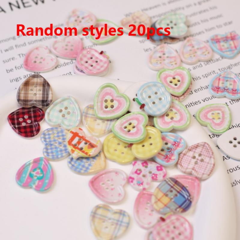 10/20Pcs Mixed Color Heart Shaped 4-Hole Button For Sewing Clothes Accessories Crafts Scrapbooking Diy Apparel Supplies