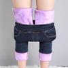 Women's Brushed Denim High-Waist Skinny Pants - Autumn/Winter 2023: Warm, Elastic, Thick Cotton