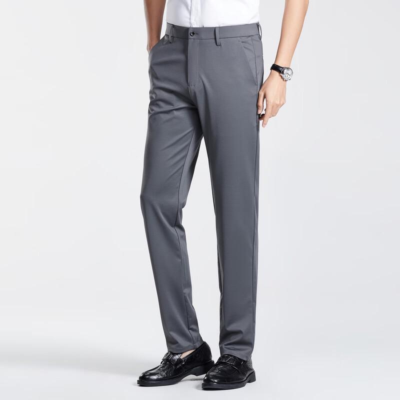 FENGXIAO Men's Wrinkle-Resistant Business Casual Straight-Leg Trousers
