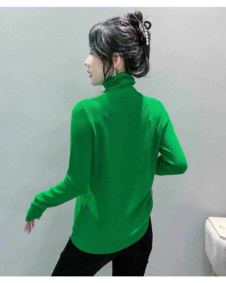 Damski dopasowany sweter z dzianiny z golfem i hot-dżetami na jesień/zimę 2024