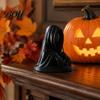 Matte Black Collectibles Halloween Cloaked Ghost Figurine with Red Eyes, 3D Printed Spooky Desk Ornaments Gothic Ornament for Cabinet Escape