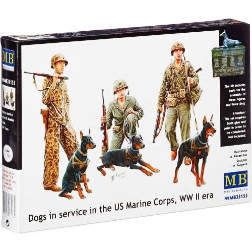 

Master Box 1/35 Scale US Marine Corps (3 Figures) Pacific War Doberman (3 Figures) Plastic Model Kit MB35155