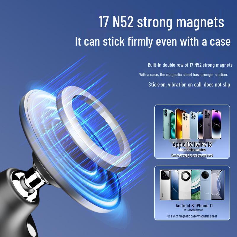 Universal Magnetic Car Phone Holder with Vacuum Suction for Dashboard and Navigation