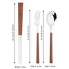 18Pcs Brown Silver Flatware Cutlery Set Chopsticks Spoon Fork Set Imitation Wooden Handle Korean Dinnerware Luxury Tableware Set