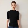 Women's 100% Merino Wool Slim Fit Sweater, 60 Count, Half-High Neck, Elegant Style, Thin Base Layer, Short Knitwear