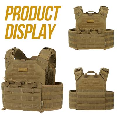 OneTigris Adjustable Tactical Vest 500D Nylon MOLLE Plate Carrier with Quick-Release Straps Breathable Military Gear for Men