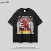 Oversized Vintage Washed Cotton Tee With Graphic Print Unisex Streetwear Short Sleeve