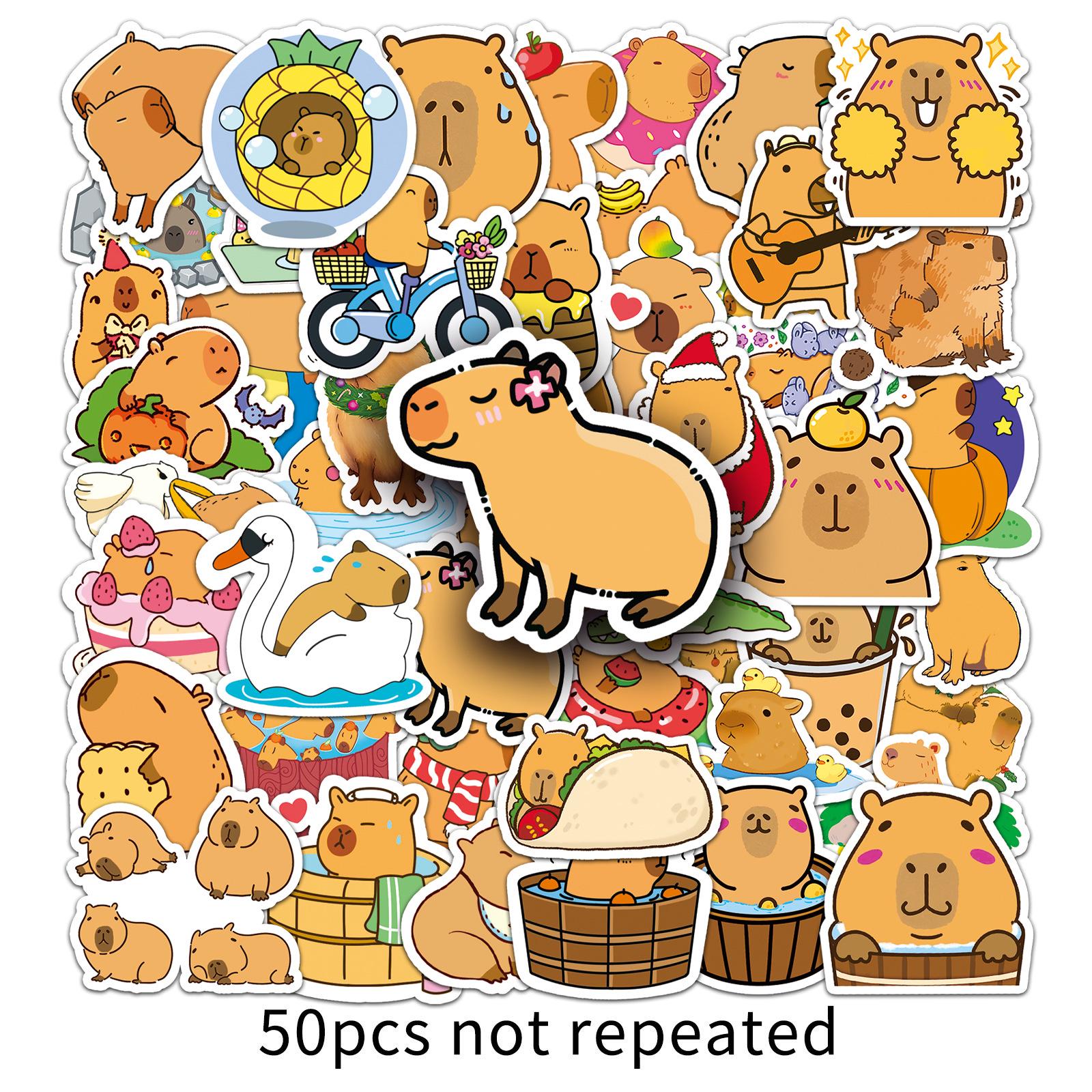 50-Piece Capybara Cartoon Graffiti Sticker Set - Waterproof for DIY, Bottles, Suitcases