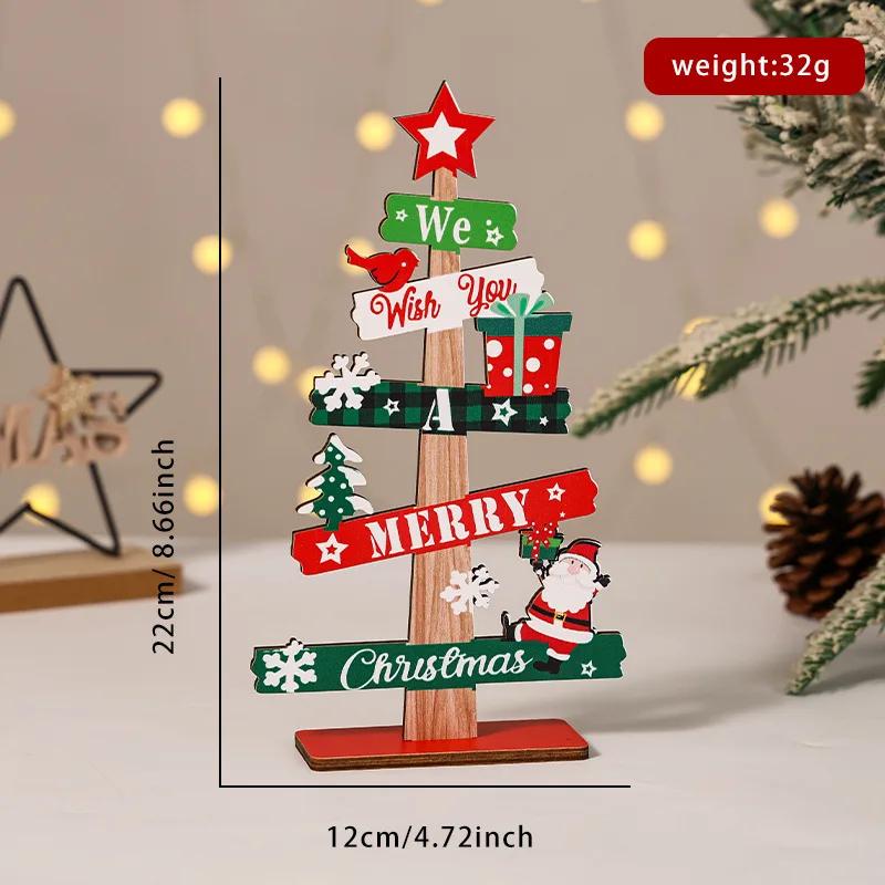 

Handcrafted Wood Christmas Tree Decorations Santa Snowman Figurines Festive Home Ornaments New Year Tabletop Display