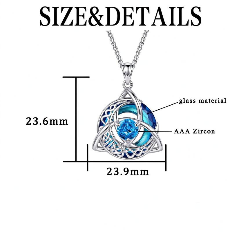 12 Birthstone Knot Pendant Necklace Triquetra Knot Colorful Gemstone Jewelry Gift For Women Irish Jewelry Accessories