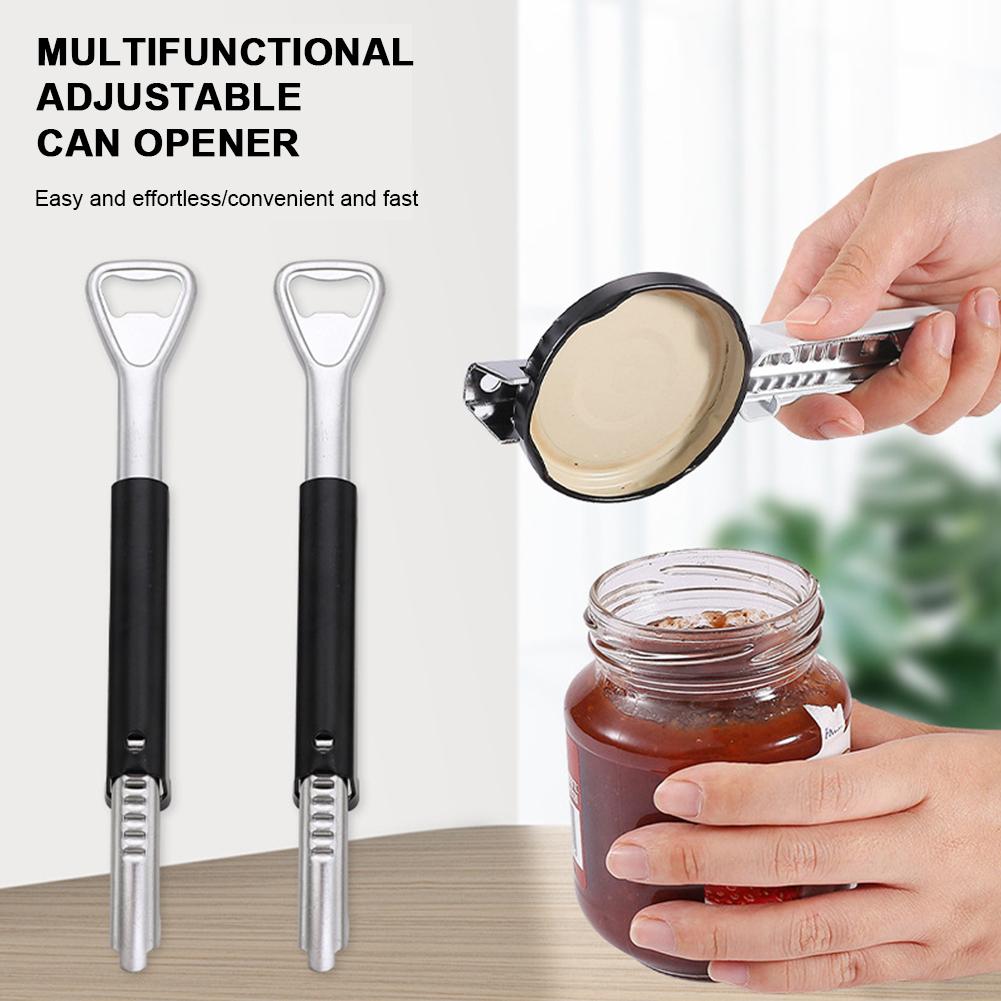 1/2 Pcs Adjustable Can Opener Stainless Steel Jar Opener Manual Lid Opener Can Opener Multifunctional Lid Opener for Seniors