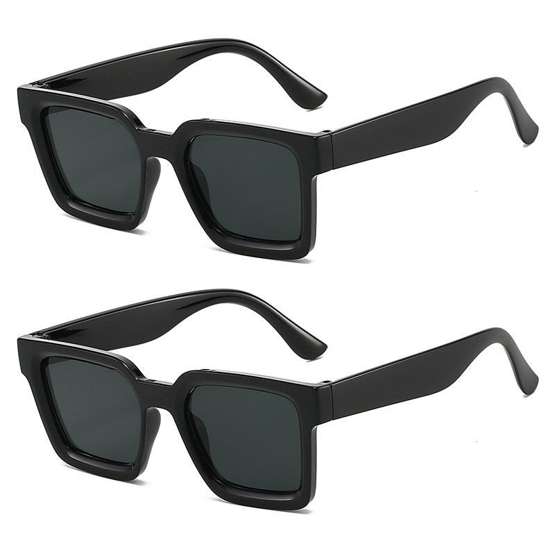 

2PCS Vintage Colorful Square Sunglasses Women Men Retro Classic Trend Brand Sunglasses Driving Fishing Male Female Glasses UV400