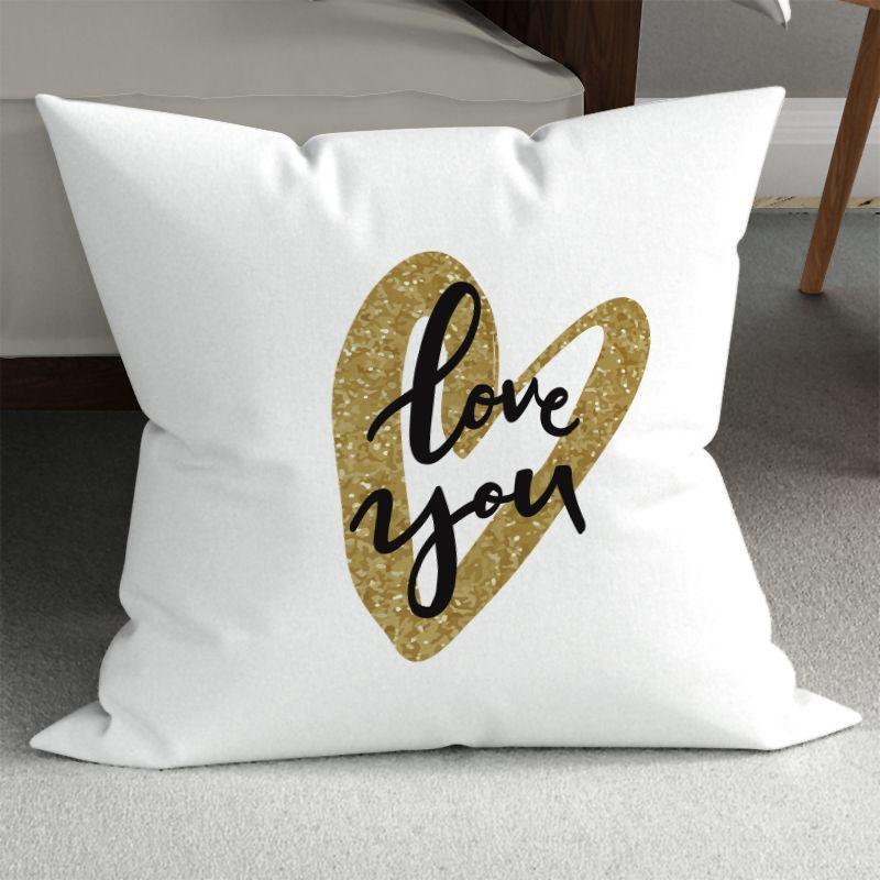 Romantic Couple Wedding Decorative Sofa Pillows: Minimalist Double-Sided Printed Square Pillow Covers (Includes Pillow Insert)