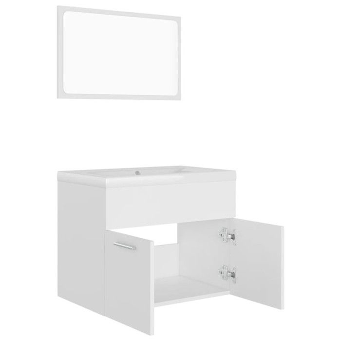 VidaXL Ensemble de Meubles de Salle de Bain Armoire de Rangement Placard de Toilette Miroir Mural Armoire d'Evier et Lavabo 3070865