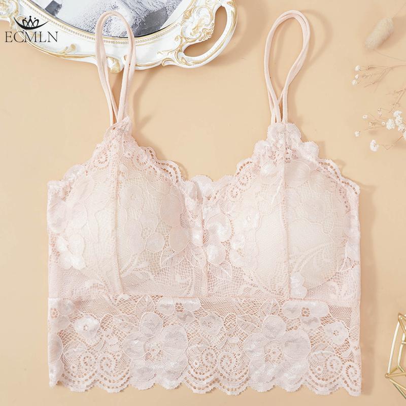 Hollow Breathable Lace Bra Lace Suspenders Wrapped Chest Bras Padded Tube Top Underwear Bra for Women