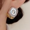 Fashion Jewelry Back With Front Metal Splicing Stud Earrings For Women Female Party Gift 2024 New