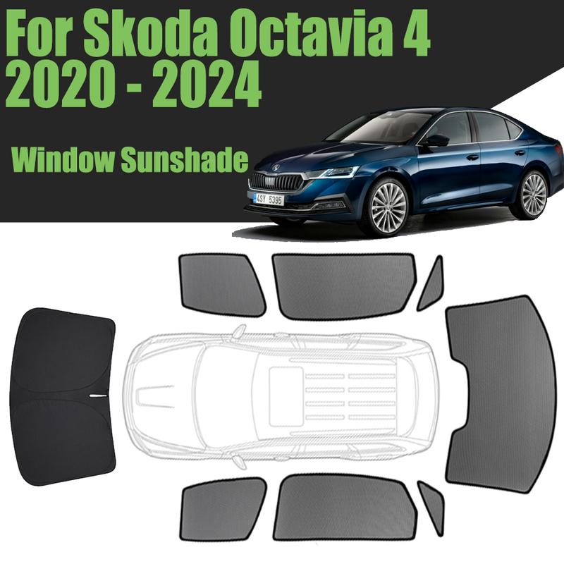 Vlastní sluneční clona na okno auta Pro Škoda Octavia 4 2020 - 2024 Magnetická síťovaná clona Přední sklo 2021 2022 2023
