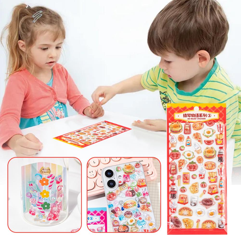 Japanese Style Mini 3D Sushi Candy Stickers - Kawaii Embossed Resin Decals - DIY Scrapbook Stationery Birthday Party Supplies