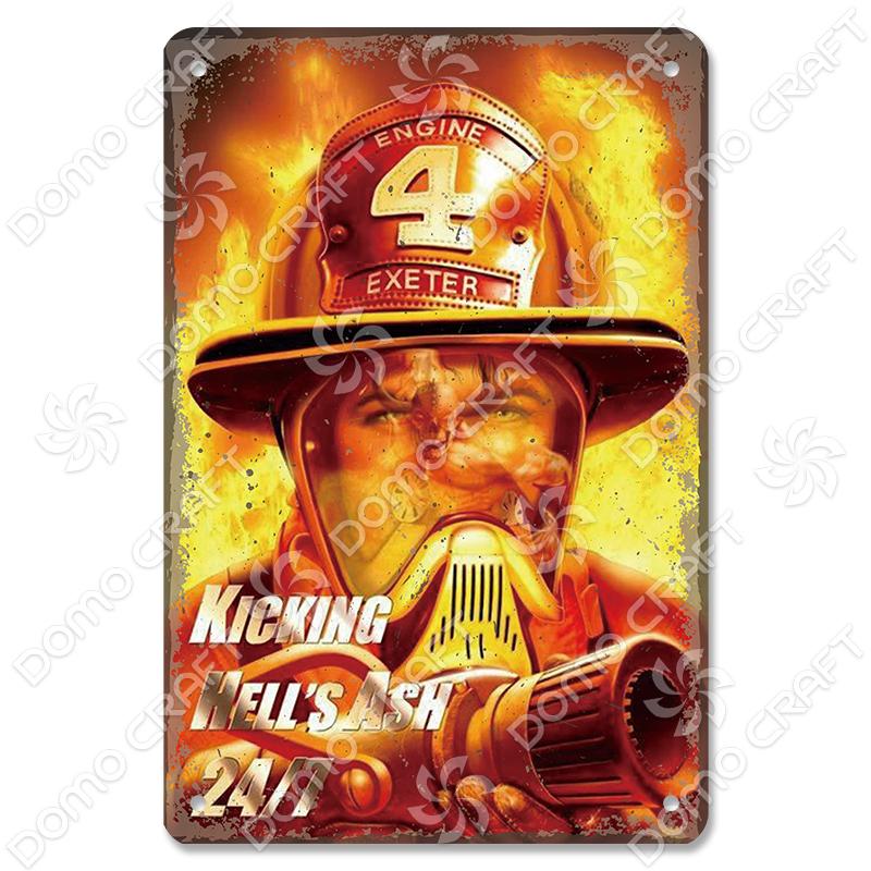 Vintage Fireman Tin Sign Metal Plate Classic Firefighter Movie Metal Poster Wall Decor for Garage Club Hotel Home