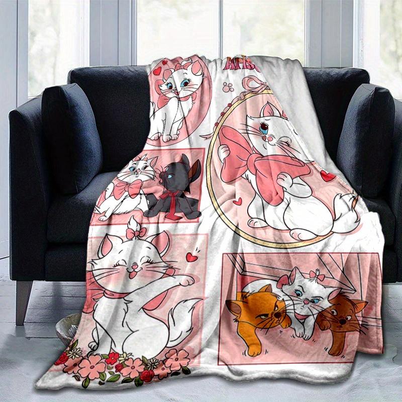 1pc, Marie Cat (2) Home Decor Flannel Blanket, Perfect Gift for Bedroom, Living Room, Travel, Camping, Car, Beach, Office Nap, Ideal Sofa Throw, Outdo