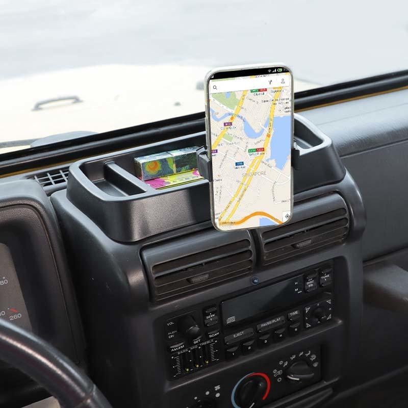 Car Center Console Phone Holder Storage Box Bracket GPS Stand Fit For Jeep Wrangler TJ 1997-2006 Car Interior Accessories