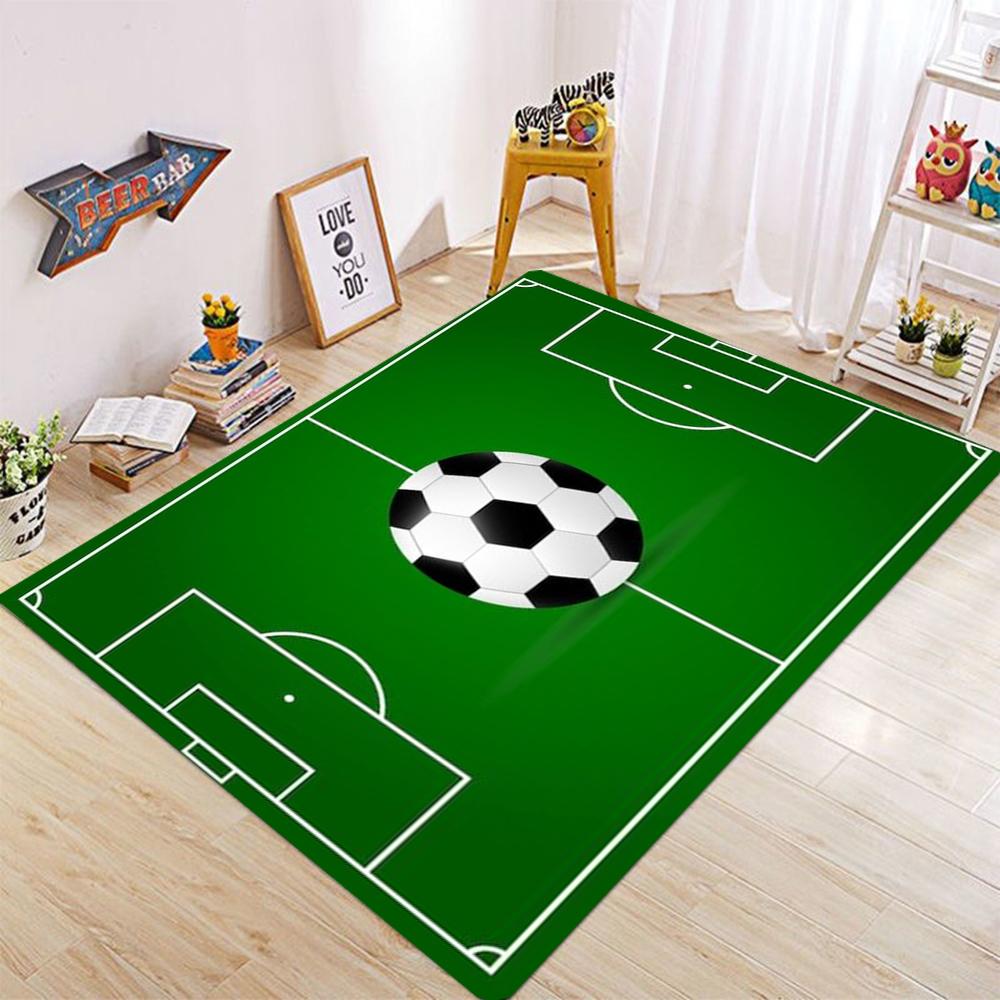 Football Field Pattern Carpet for Living Room Anti Slip Doormat Suitable Bedroom Kids Play Area Sports Floor Mat for Home Decor