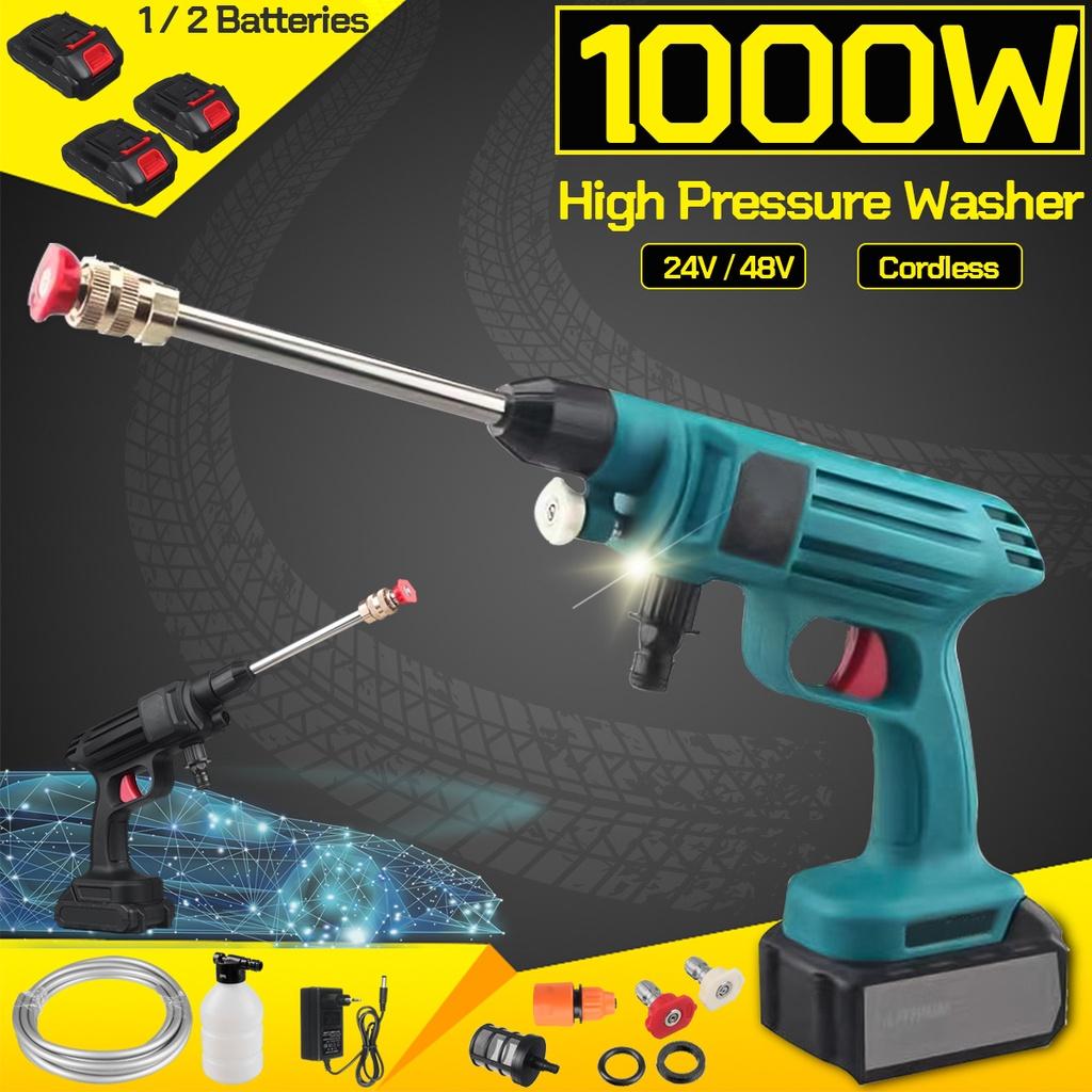 1000W 48V 24V 88000mAh Cordless High Pressure Car Washer Water Gun Lithium Battery Portable High Pressure Washer Foam Generator