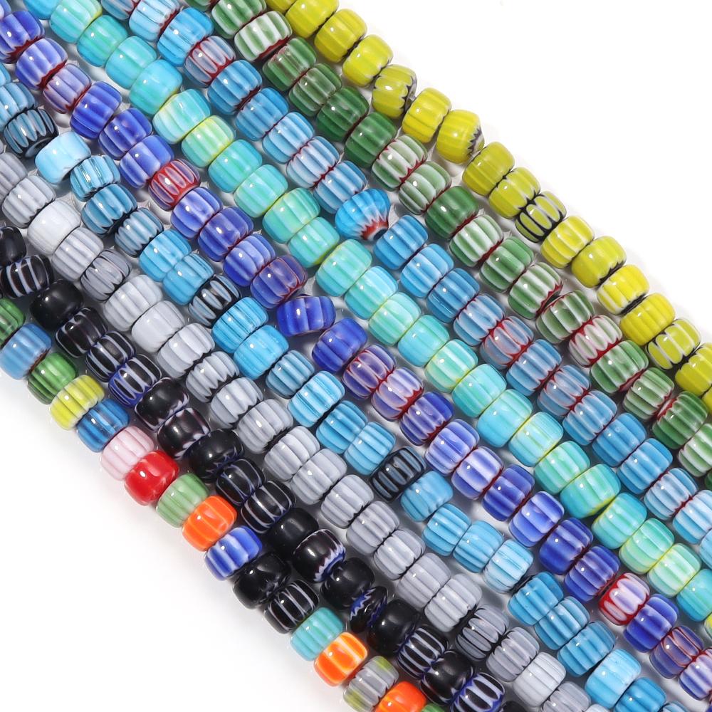 1 Strand 6x4mm Pumpkin Lampwork Beads Colorful Glazed Glass Loose Beads For Jewelry Making DIY Bracelets Necklace Accessories