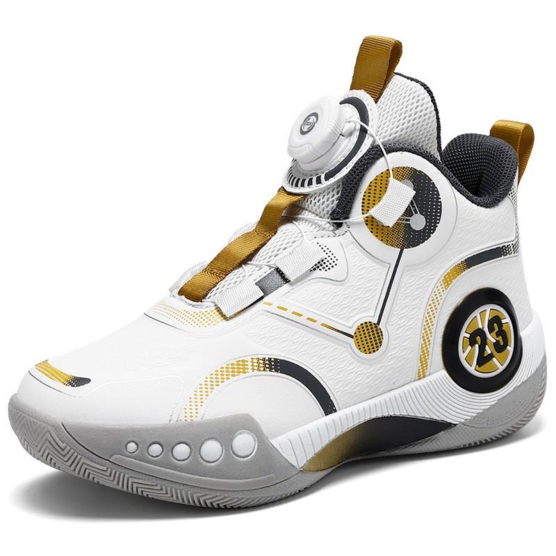 Kids Basketball Shoes With Rotating Button Lightweight Cushioned Sneakers School Outdoor Sports