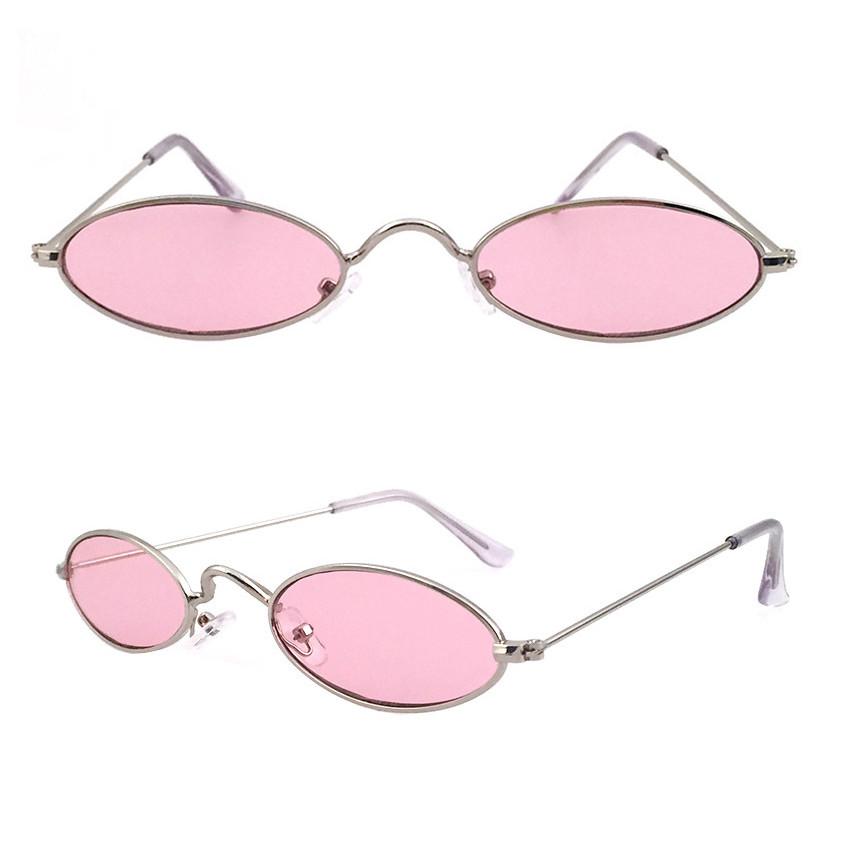 Small Sunglasses For Men Women Cute Sun Glasses Uv400 Narrow Oval Frame Black Yellow Pink Red Lens Sun Glasses