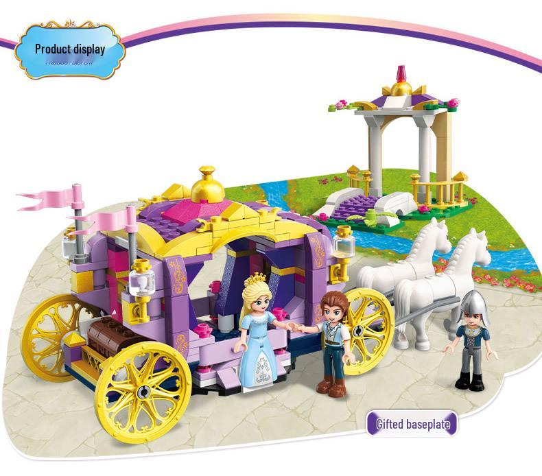 Princess Leah Series: Snowing Swan Castle & Violet Royal Carriage Building Blocks (2605-2616)