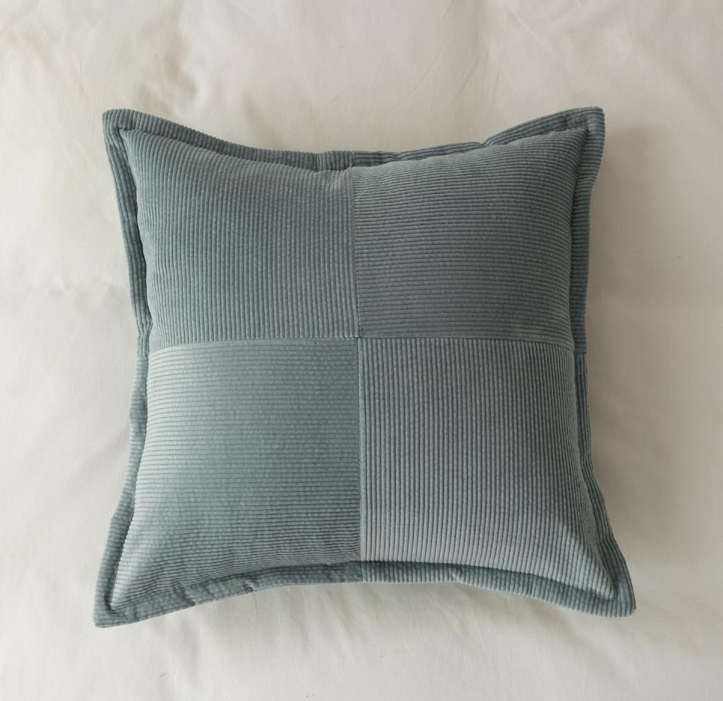 Corduroy Color-Blocking Striped Pillow Cover Living Room Sofa Solid Color Cushion Cover Plush Lamb Velvet Pillow
