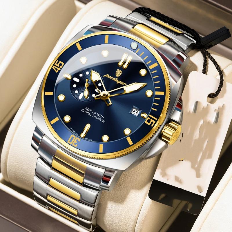 Zegarek Męski Najwyższej Marki Nowy Moda Biznes Pasek Stalowy Wodoodporny Luminous Zegarek Kwarcowy