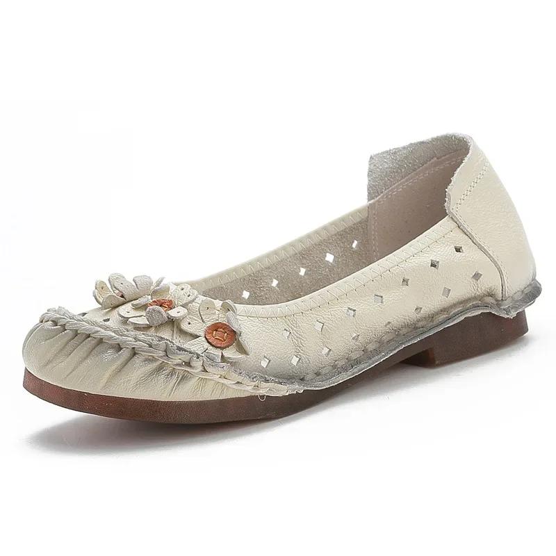 Moda Nuevos Flores Zapatos de Mujer Étnicos Alta Calidad Mocasines Moda Slip on Planos Zapatos Casuales Femeninos Suela Blanda Zapatos de Mamá 2024