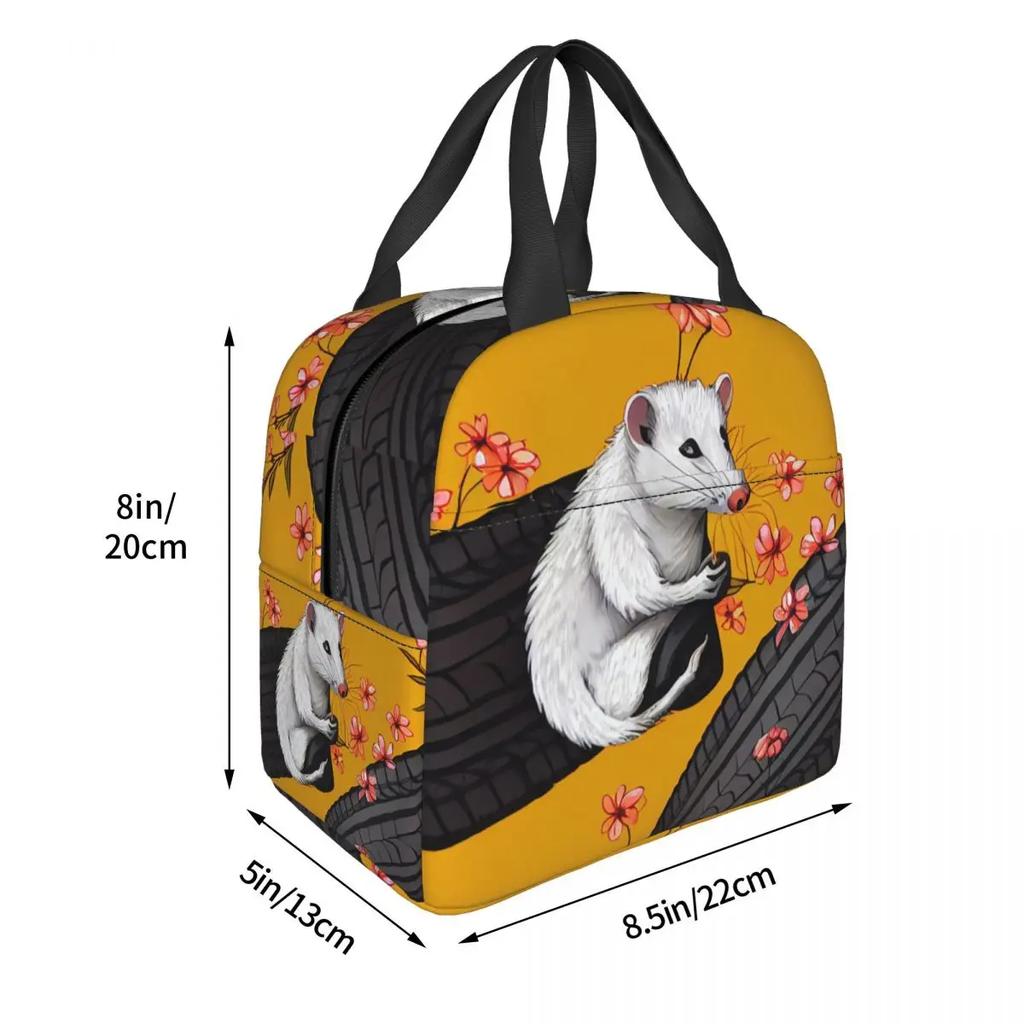 Opossum Auf Reifen Tragbare Lunchboxen für Frauen Auslaufsicher Tier Haustier Thermokühltasche Lebensmittel Isoliert Lunchtasche Büro Arbeit