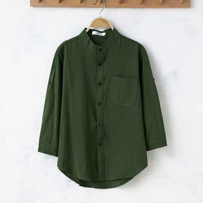 Pánská košile s krátkým rukávem z ledového hedvábí - Letní volný střih, prodyšná, jednobarevná bílá