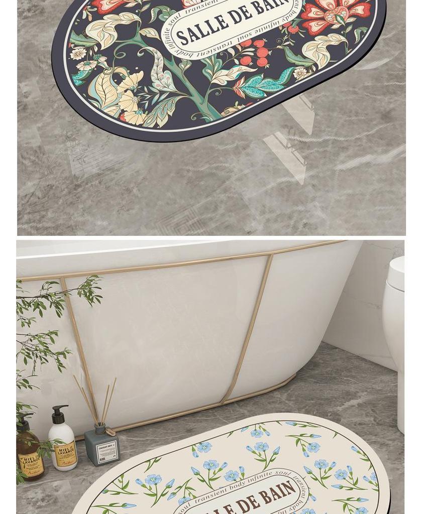 American Floral Diatomaceous Earth Bath Mat - Dirt-Resistant, Easy-Clean, Water-Absorbent, Fast-Drying.